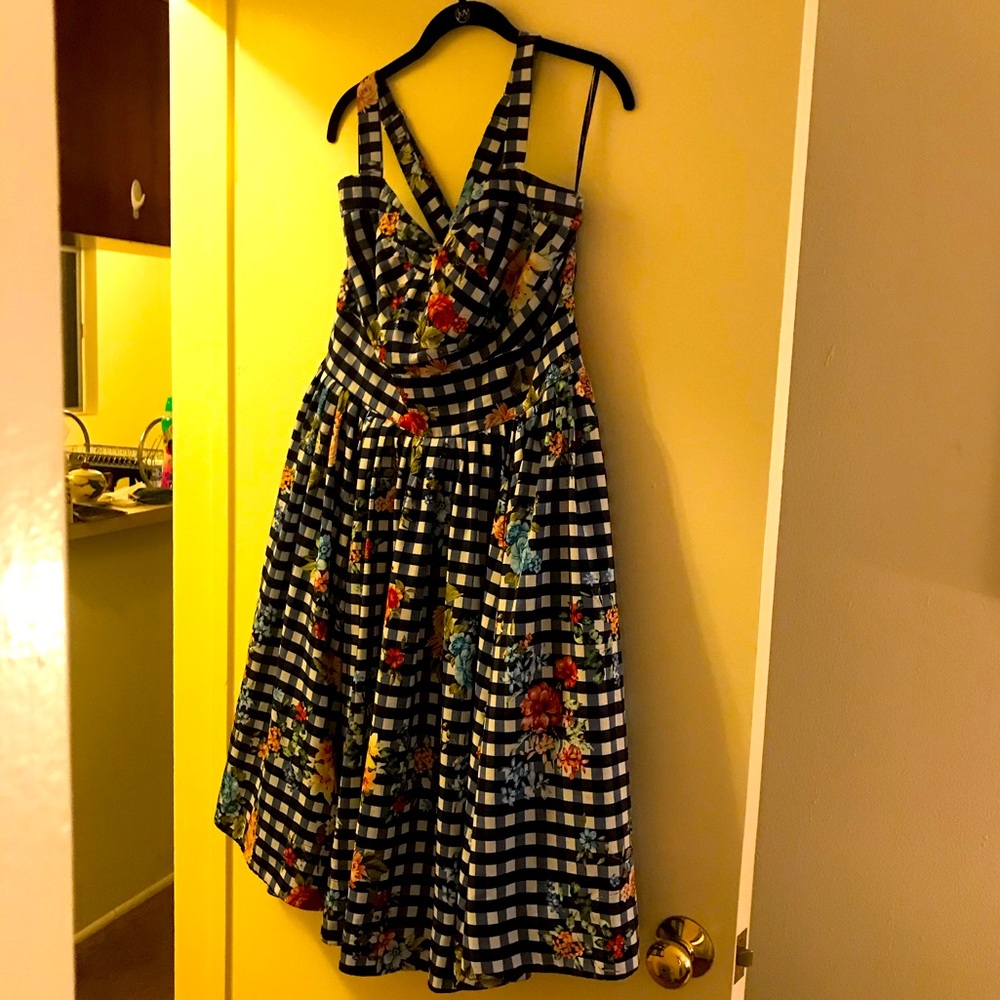 eShakti Corset Top Blue Gingham Sundress